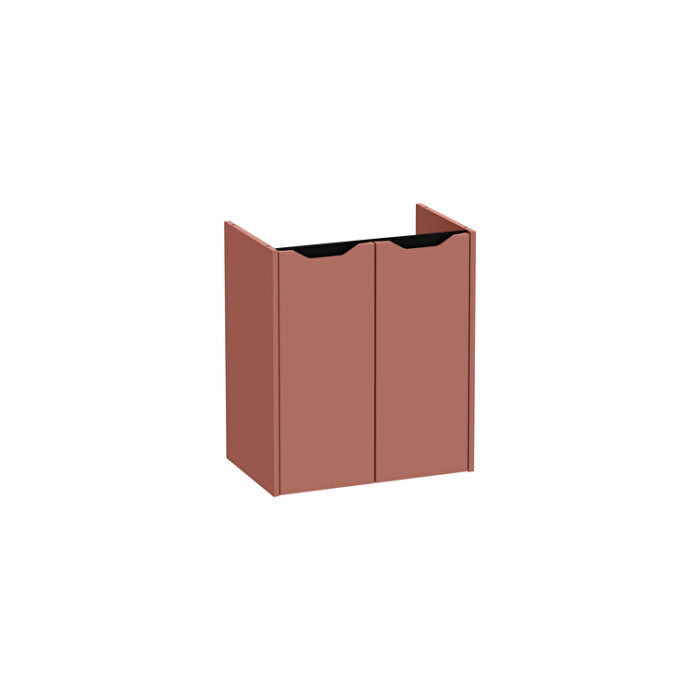 VitrA Integra Square Lavabo Dolabı, 60 cm, İki Kapaklı, Dar, Mat Kırmızı - Görsel 2
