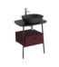 VitrA Plural Tezgah Ünitesi, 70 cm, Bir Çekmeceli, Asma, Yüksek, Tek Armatür Delikli, Mat Siyah Seramik Tezgah, Mat Bordo, Lavabosuz - 80481 - Banyo Alt Modülleri