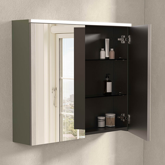 VitrA Core Dolaplı Ayna, 80 cm, Aydınlatmalı, Mat Yeşil - Görsel 2