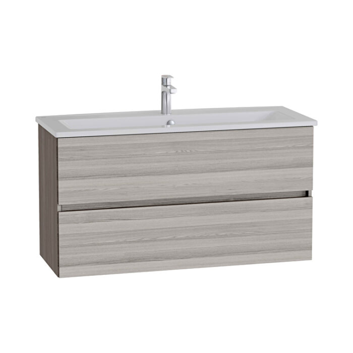 VitrA Mia Plus Square Lavabo Dolabı, 120 cm, İki Çekmeceli, Tek Armatür Delikli, Cordoba - Görsel 2