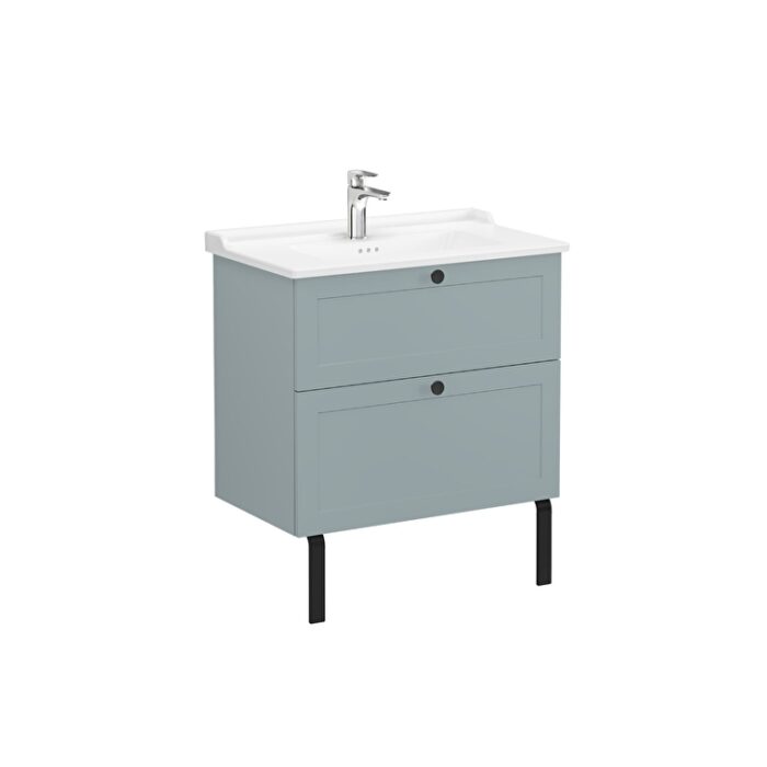 VitrA Root Classic Lavabo Dolabı, 80 cm, İki Çekmeceli, Klasik Lavabo, Mat Fiyord Yeşili - 68872 - Banyo Alt Modülleri - 2