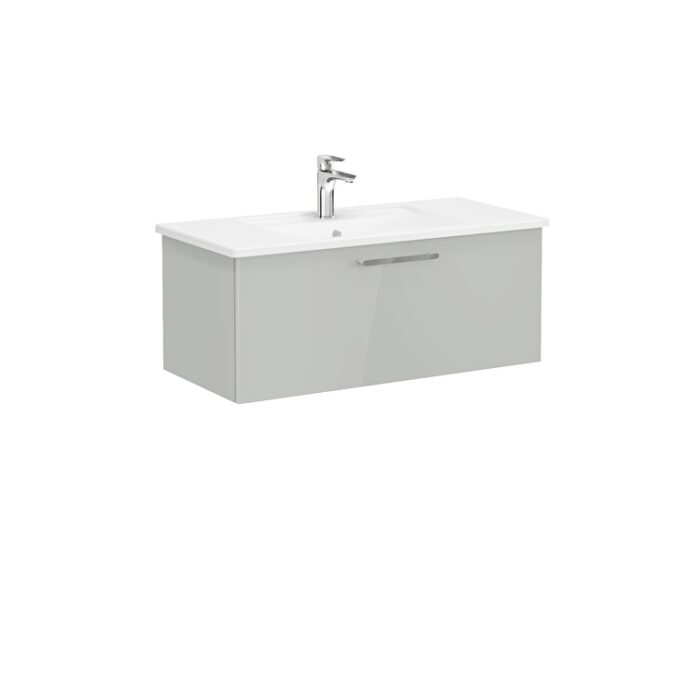 VitrA Root Flat Lavabo Dolabı, 100 cm, Bir Çekmeceli, Köşeli Lavabo, Parlak İnci Grisi - Görsel 2