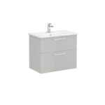 VitrA Root Flat Lavabo Dolabı, 80 cm, İki Çekmeceli, Köşeli Lavabo, Parlak İnci Grisi - 66310 - Banyo Alt Modülleri - 2