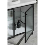 VitrA Liquid Lavabo Dolabı, 100 cm, Çizgili Cam Kapaklı, Ayaklı - Görsel 11