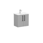 VitrA Root Flat Lavabo Dolabı, 60 cm, İki Kapaklı, Dar, Yuvarlak Lavabo, Mat Kaya Gri - 68078 - Banyo Alt Modülleri - 2