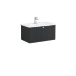 VitrA Root Groove Lavabo Dolabı, 80 cm, Bir Çekmeceli, Yuvarlak Lavabo, Mat Grafit - 69377 - Banyo Alt Modülleri