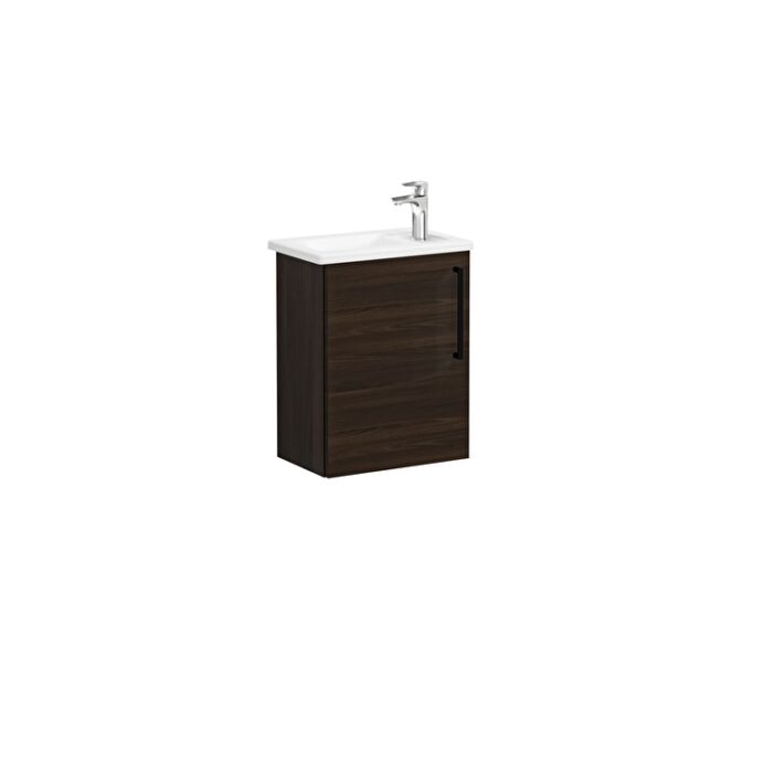 VitrA Root Flat Lavabo Dolabı, 45 cm, Bir Kapaklı, Dar, Köşeli Lavabo, Ceviz, Sol - Görsel 3