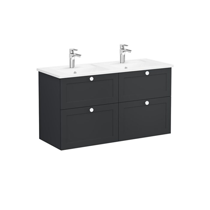 VitrA Root Classic Lavabo Dolabı, 120 cm, Dört Çekmeceli, Köşeli Lavabo, Mat Grafit - Görsel 3