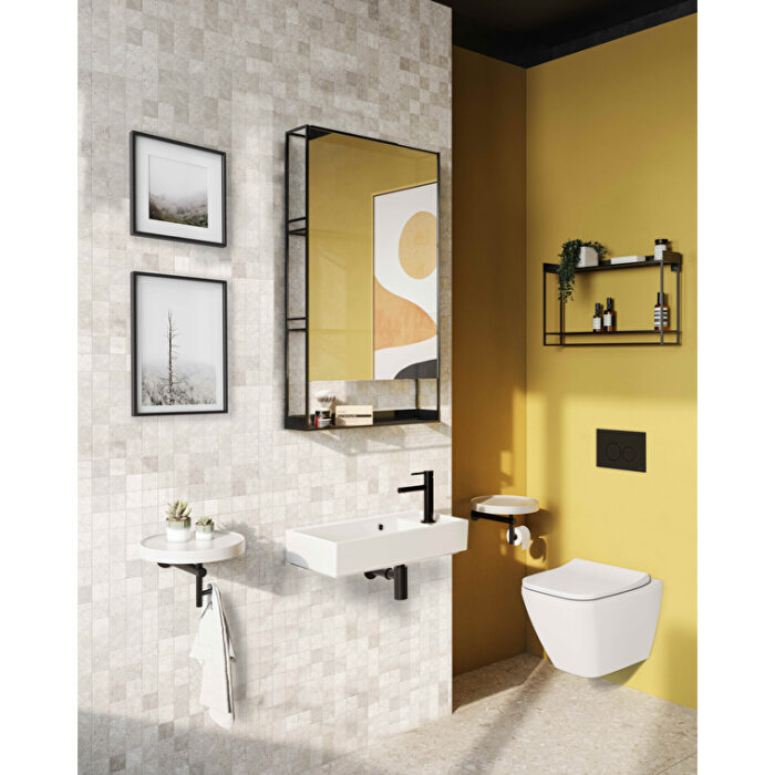 VitrA Archiplan Ayna, 60 cm, Raflı, Metal, Siyah - Görsel 3