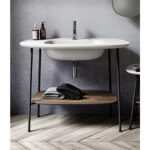 VitrA Plural Lavabo Dolabı, 100 cm, Tek Armatür Delikli, Mat Beyaz Lavabolu, Koyu Meşe - Görsel 3