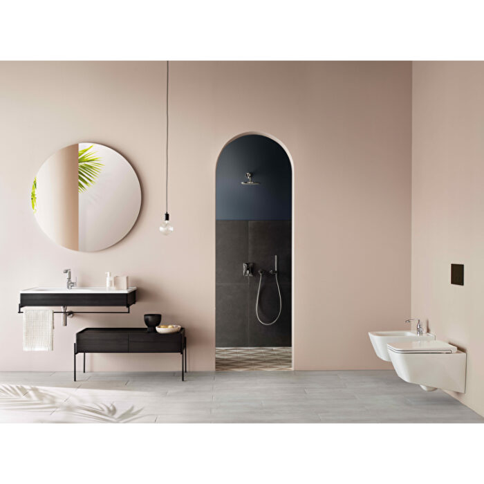 VitrA Equal Lavabo Ünitesi, 100 cm, Asimetrik Beyaz Lavabolu, Havluluklu, Hareli Siyah Meşe - 64088 - Fonksiyonel ve Tamamlayıcı Ürünler - 8