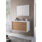 VitrA Frame Lavabo Dolabı, 80 cm, İki Çekmeceli, Beyaz Etajerli Lavabolu, Mat Soft Beyaz & Dore Meşe - 61228 - Banyo Alt Modülleri - 13
