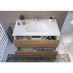 VitrA Frame Lavabo Dolabı, 80 cm, İki Çekmeceli, Beyaz Etajerli Lavabolu, Mat Soft Beyaz & Dore Meşe - 61228 - Banyo Alt Modülleri - 9
