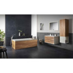 VitrA Frame Lavabo Dolabı, 80 cm, İki Çekmeceli, Beyaz Etajerli Lavabolu, Mat Soft Beyaz & Dore Meşe - 61228 - Banyo Alt Modülleri - 14