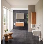 VitrA Frame Lavabo Dolabı, 100 cm, Bir Çekmeceli, Beyaz Etajerli Lavabolu, Mat Soft Beyaz & Dore Meşe - 61224 - Banyo Alt Modülleri - 1