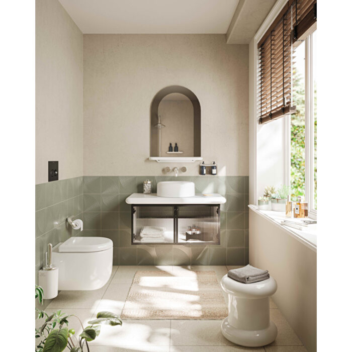 VitrA Liquid Lavabo Dolabı, 100 cm, Çizgili Cam Kapaklı - Görsel 2