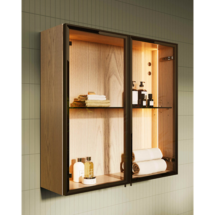 VitrA Metropole Edge Üst Ünite, 67 cm, Cam Kapaklı, Açık Meşe - Görsel 3