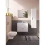 VitrA Mia Banyo Dolabı Seti, 80 cm, İki Çekmeceli, Lavabo Dolabı, Aydınlatmalı Düz Ayna, Parlak Beyaz - 75024 - Banyo Üst Modülleri - 11