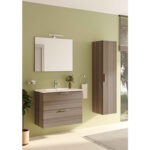 VitrA Mia Banyo Dolabı Seti, 80 cm, İki Çekmeceli, Lavabo Dolabı, Aydınlatmalı Düz Ayna, Cordoba - Görsel 2