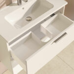 VitrA Mia Banyo Dolabı Seti, 80 cm, İki Çekmeceli, Lavabo Dolabı, Aydınlatmalı Düz Ayna, Parlak Beyaz - 75024 - Banyo Üst Modülleri - 3