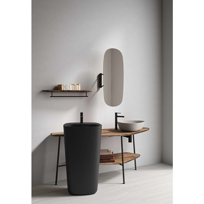 VitrA Plural Raf, 75 cm, Uzun, Metal Havluluklu, Koyu Meşe, Sağ - Görsel 7
