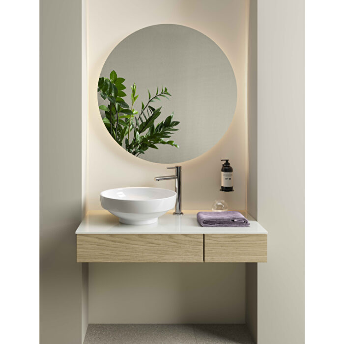 VitrA Origin Tezgah, 90 cm, İki Çekmeceli, Sol Sifon Delikli, Açık Meşe - Görsel 2