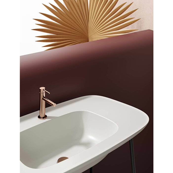 VitrA Plural Lavabo Dolabı, 100 cm, Tek Armatür Delikli, Mat Beyaz Lavabolu, Koyu Meşe - Görsel 4