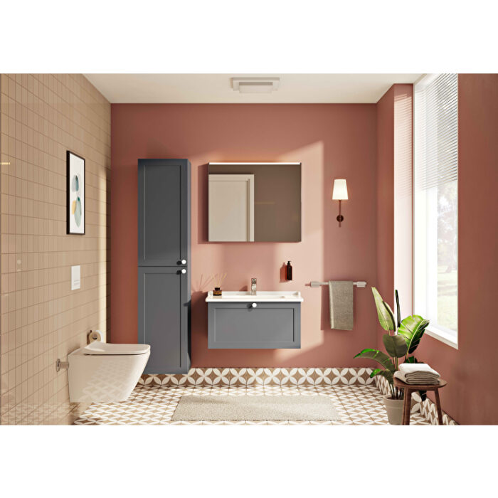 VitrA Root Classic Lavabo Dolabı, 80 cm, Bir Çekmeceli, Klasik Lavabo, Mat Lacivert - Görsel 3