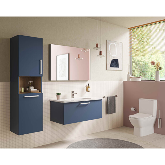 VitrA Base Düz Ayna, 100 cm, Fırçalı Krom - 66907 - Banyo Üst Modülleri - 1