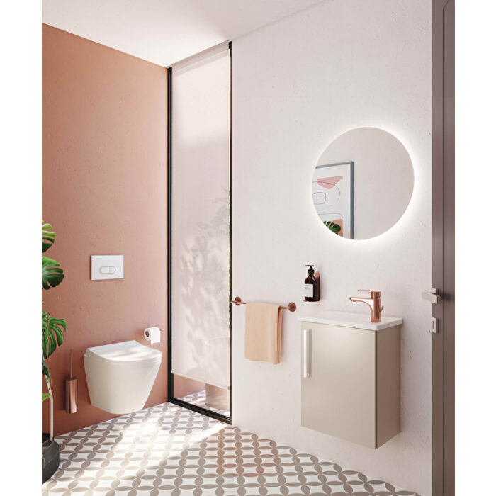 VitrA Root Flat Lavabo Dolabı, 45 cm, Bir Kapaklı, Dar, Köşeli Lavabo, Parlak Sahra Beji, Sağ - Görsel 5