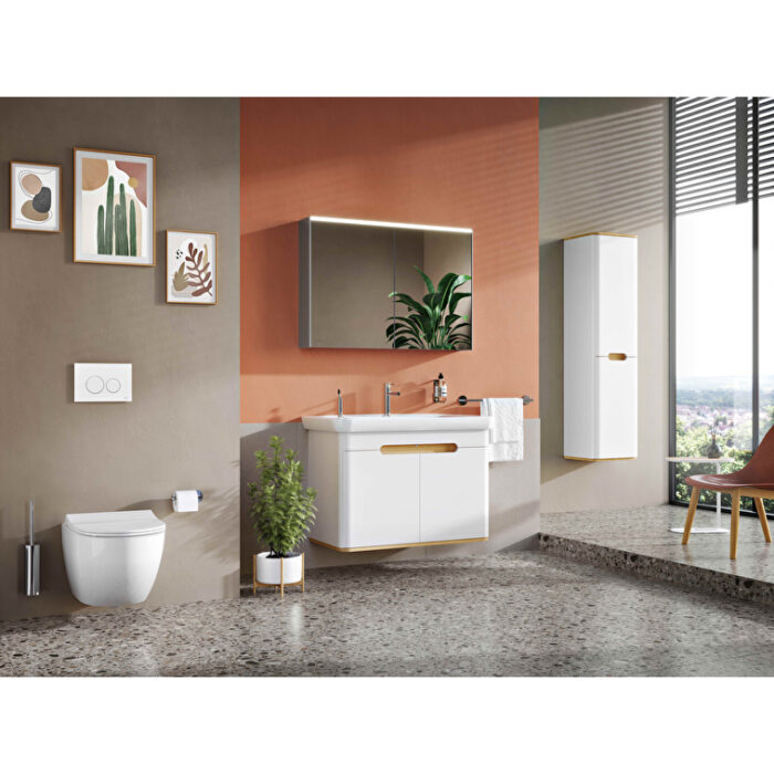 VitrA Sento Lavabo Dolabı, 100 cm, İki Kapaklı, Aydınlatmalı, Mat Beyaz - 60787 - Banyo Alt Modülleri - 3