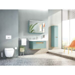 VitrA Sento Boy Dolabı, 40 cm, İki Kapaklı, Çamaşır Sepetli, Prizli, Mat Fiyord Yeşili, Sol - 65892 - Boy Dolaplar - 3