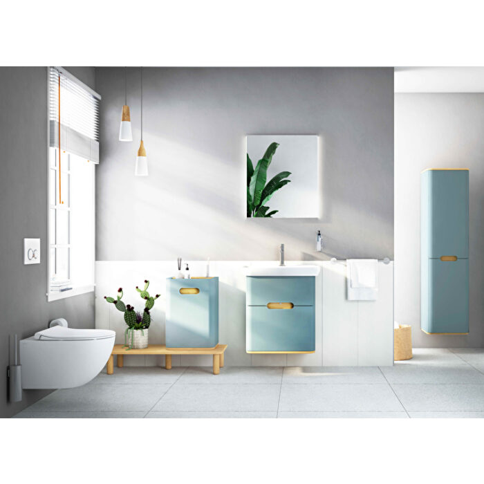 VitrA Sento Lavabo Dolabı, 65 cm, İki Çekmeceli, Aydınlatmalı, Mat Fiyord Yeşili - Görsel 3