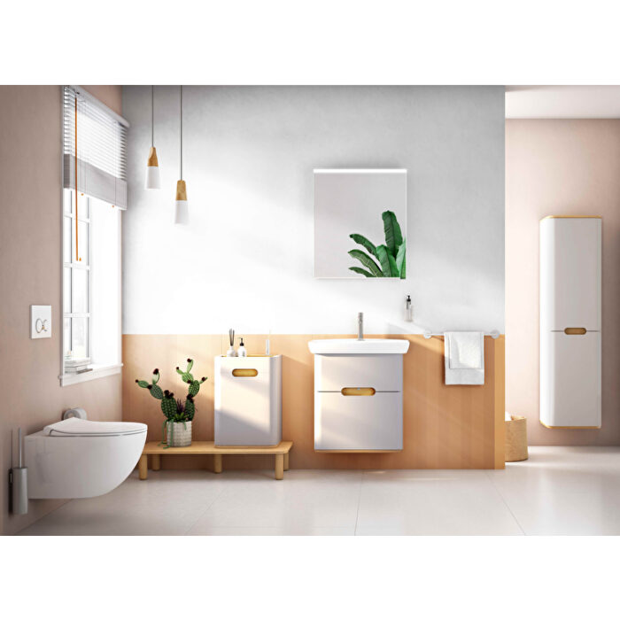 VitrA Sento Lavabo Dolabı, 65 cm, İki Çekmeceli, Aydınlatmalı, Mat Fiyord Yeşili - Görsel 6
