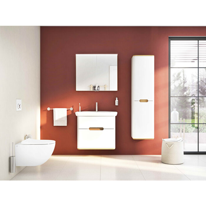 VitrA Sento Boy Dolabı, 40 cm, İki Kapaklı, Çamaşır Sepetli, Prizli, Mat Beyaz, Sol - Görsel 10