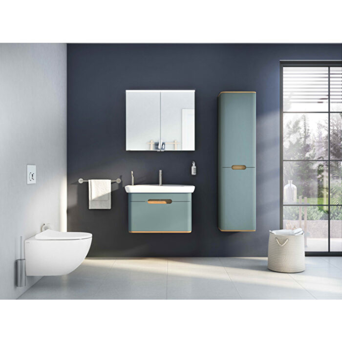 VitrA Sento Lavabo Dolabı, 100 cm, İki Çekmeceli, Aydınlatmalı, Mat Fiyord Yeşili - 65878 - Banyo Alt Modülleri - 1