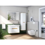 VitrA Sento Boy Dolabı, 40 cm, İki Kapaklı, Çamaşır Sepetli, Prizli, Mat Beyaz, Sol - Görsel 14