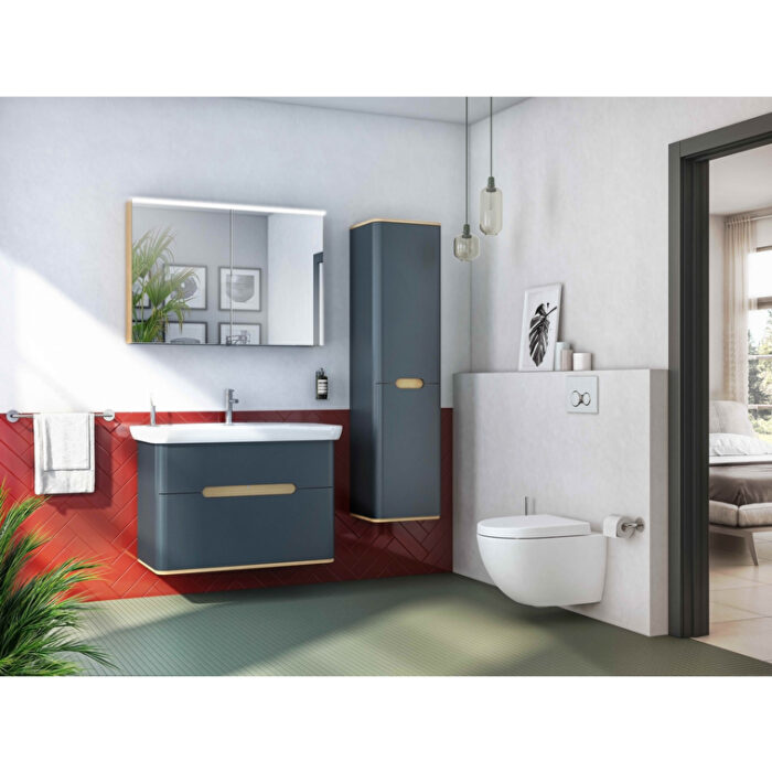 VitrA Sento Boy Dolabı, 40 cm, İki Kapaklı, Çamaşır Sepetli, Prizli, Mat Antrasit, Sol - Görsel 11