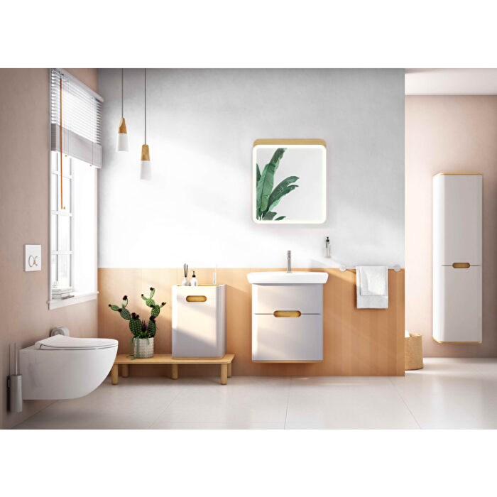 VitrA Sento Lavabo Dolabı, 65 cm, İki Çekmeceli, Aydınlatmalı, Mat Fiyord Yeşili - Görsel 2