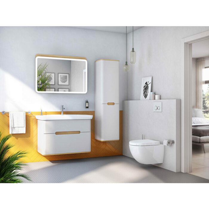 VitrA Sento Düz Ayna, 100 cm, Aydınlatmalı, Açık Meşe - Görsel 7