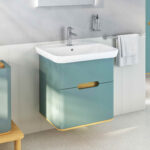 VitrA Sento Lavabo Dolabı, 65 cm, İki Çekmeceli, Aydınlatmalı, Mat Fiyord Yeşili - Görsel 7