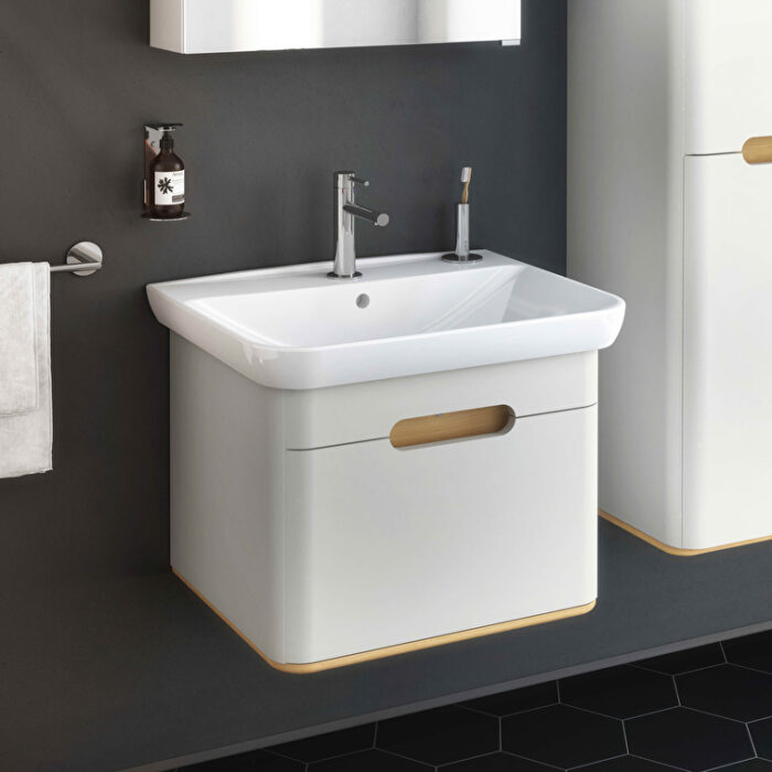 VitrA Sento Lavabo Dolabı, 65 cm, Bir Çekmeceli, Aydınlatmalı, Mat Açık Gri - Görsel 5