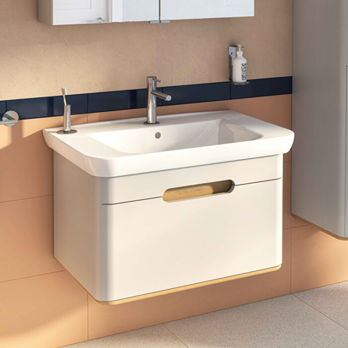 VitrA Sento Lavabo Dolabı, 80 cm, Bir Çekmeceli, Aydınlatmalı, Mat Açık Gri - Görsel 7