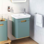 VitrA Sento Lavabo Dolabı, 50 cm, Bir Kapaklı, Dar, Aydınlatmalı, Mat Fiyord Yeşili, Sol - 65868 - Banyo Alt Modülleri - 3