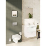 VitrA Mia Banyo Dolabı Seti, 60 cm, İki Çekmeceli, Lavabo Dolabı, Aydınlatmalı Düz Ayna, Parlak Beyaz - Görsel 14