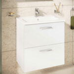 VitrA Mia Banyo Dolabı Seti, 60 cm, İki Çekmeceli, Lavabo Dolabı, Aydınlatmalı Düz Ayna, Parlak Beyaz - Görsel 12