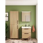 VitrA Root Flat Lavabo Dolabı, 60 cm, İki Çekmeceli, Dar, Yuvarlak Lavabo, Doğal Meşe - 68107 - Banyo Alt Modülleri - 6