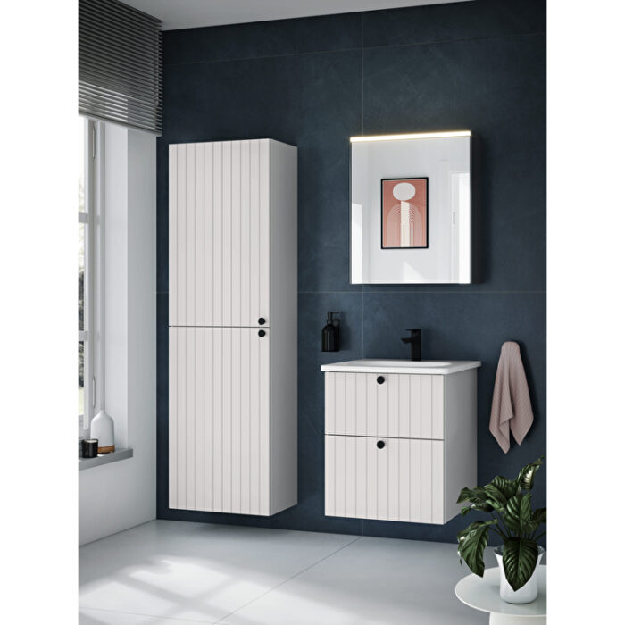 VitrA Root Groove Lavabo Dolabı, 60 cm, İki Çekmeceli, Yuvarlak Lavabo, Mat Beyaz - Görsel 2