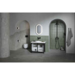 VitrA Liquid Lavabo Dolabı, 100 cm, Çizgili Cam Kapaklı, Ayaklı - Görsel 7