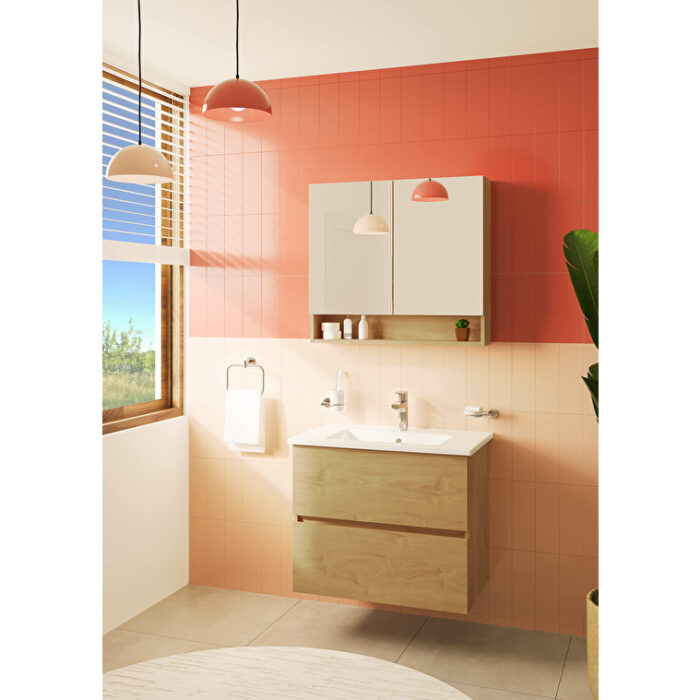 VitrA Mia Plus Square Lavabo Dolabı, 80 cm, İki Çekmeceli, Parlak Beyaz - Görsel 3